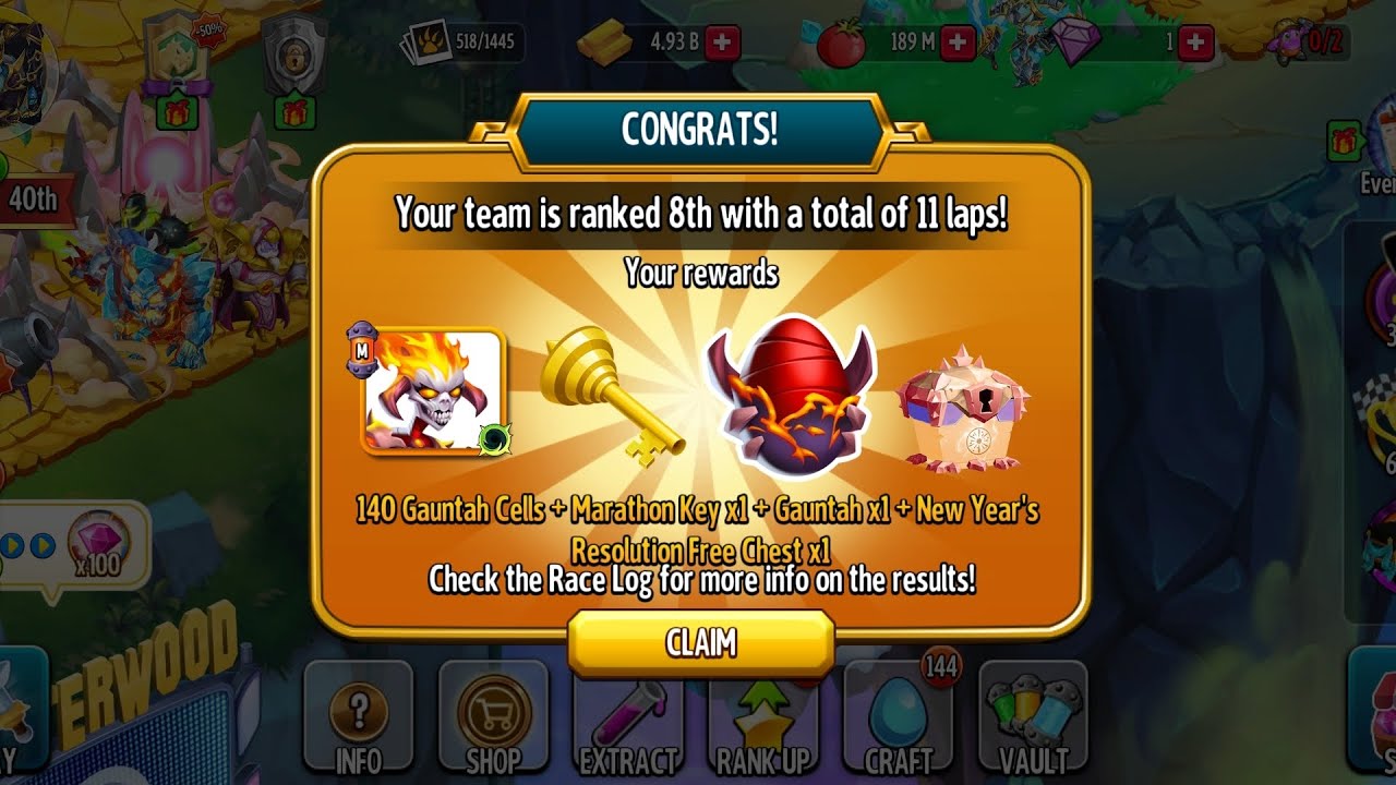 Gauntah Marathon Results | Monster legends gameplay 