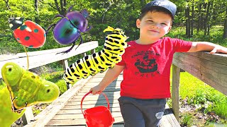 CALEB BUG HUNT OUTDOOR ADVENTURE! Catching Bugs with Mommy & Daddy Outside!