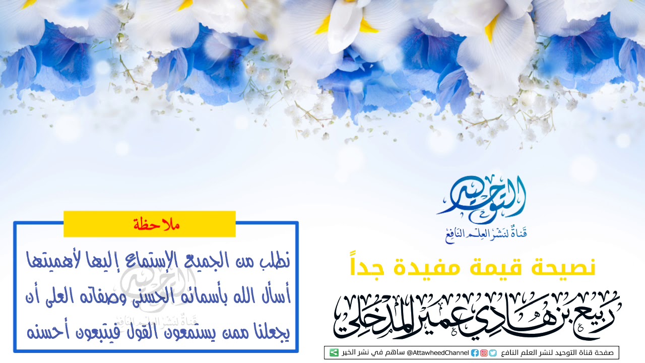 نصيحة قيمة مفيدة جداً - العلامة ربيع بن هادي عمير المدخلي حفظه الله