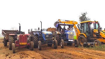 New Jcb 3dx Backhoe Loader Machine Loading Mud In Swaraj 742 XT Tractor | Jcb Tractor | Jcb Video