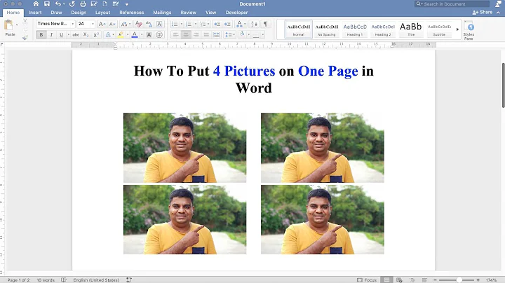 How to Put 4 Pictures On One Page in Word