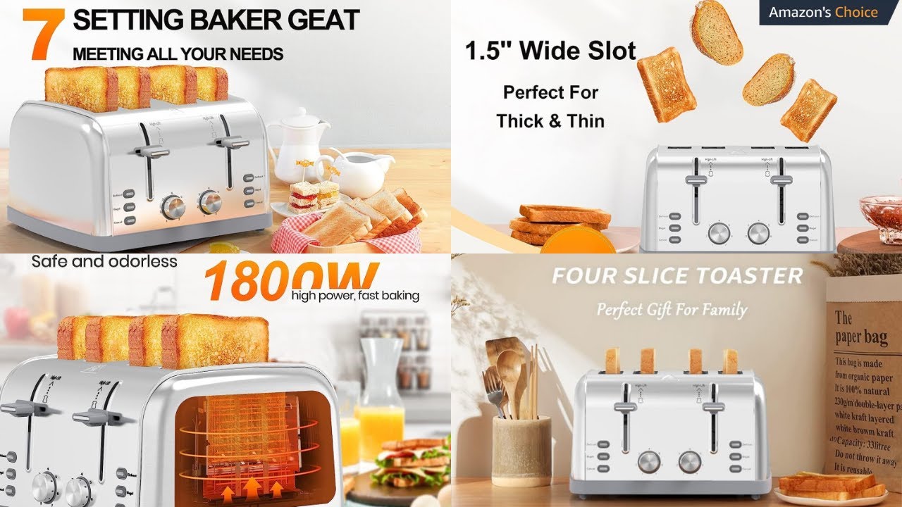 Mueller UltraToast, Toaster 4 Slice, Long Wide Slots with Built-In