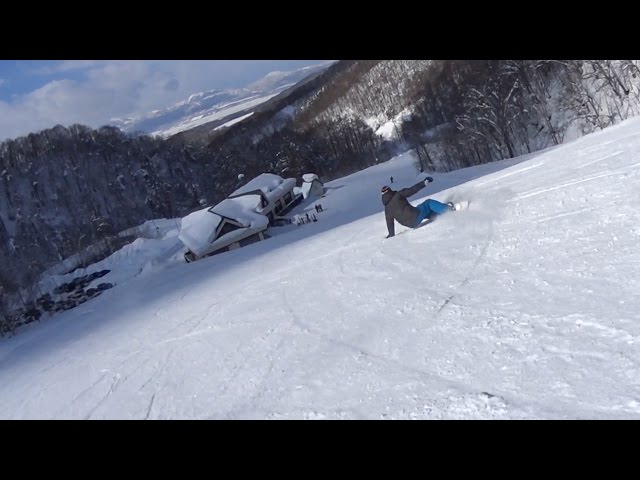 スノーボードカービング　山田君の滑り　2016/02/28 Snowboard Carving