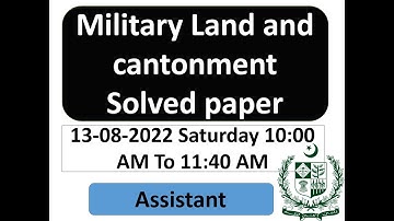 Military land and cantonment (mlc) Assistant paper | mlc job 2022 | mlc today paper | 13-8-2022 mlc