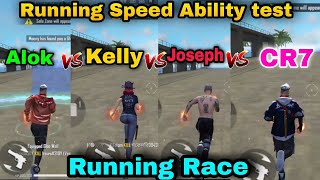 Freefire character Speed ability test Alok vs Kelly vs Joseph vs CR7