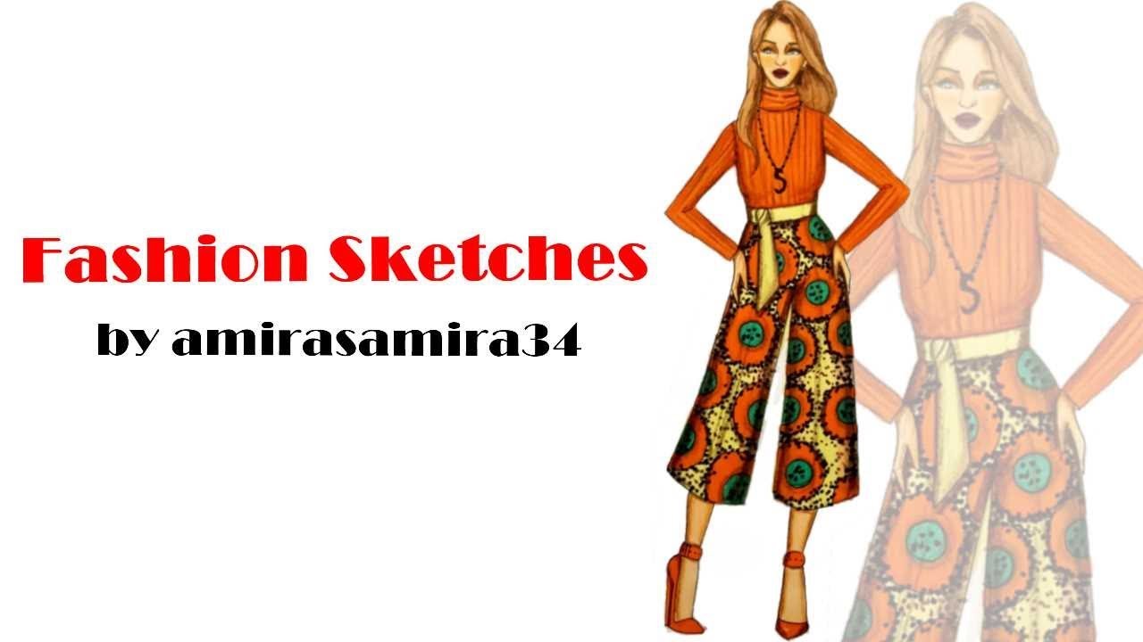 to draw Wide leg African Print Pants 