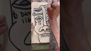Daily Faces Challenge: Day 116/365- Quick Sharpie Marker Drawing | Sketchbook Art Timelapse #shorts