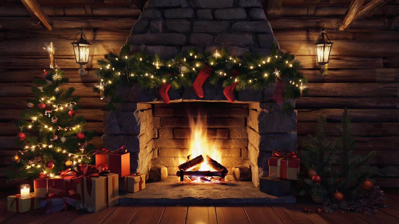 Chistmas Fireplace 4K Crackling Fire Sounds Kaminfeuer Knistern Weihnachten