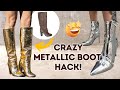 Omg this designer hack liquid metallic boots  diy w orly shani
