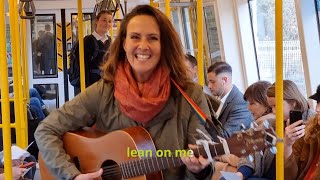 Video thumbnail of "Brave woman inspires train sing along"