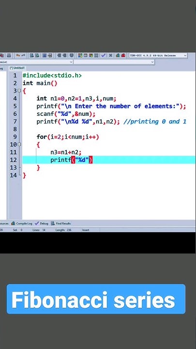 Fibonacci Series in c |Fibonacci series in c program #shorts - YouTube