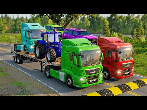 Flatbed Truck Mcqueen | Transportation with Truck - Pothole vs Car # -BeamNG.Drive