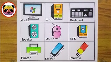 Computer Parts Drawing / Computer Chart Drawing / How to Draw Desktop Computer / Computer Parts