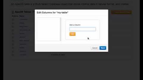 MyAjaxApp - Editing Columns for AjaxDB tables