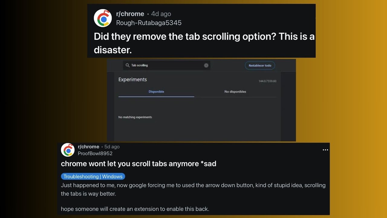 Tab scrolling will be back on Google Chrome and Brave (following removal of flag)