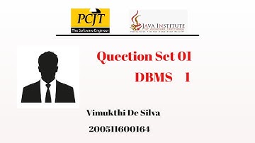 Quection Set 01  Database Management Systems | Java Institute