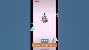 Mudkip evolves into Swampert in Pokémon Go. Max level, 3 stars. #pokemon #pokemongo #swampert#mudkip