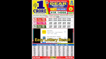 NAGALAND Lottery SAMBAD DEAR NIGHT 08 PM RESULT TODAY 03.10.2025 STATE DEAR LOTTERY