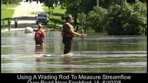Measuring Streamflow with Wading Rod Near Finchford, IA