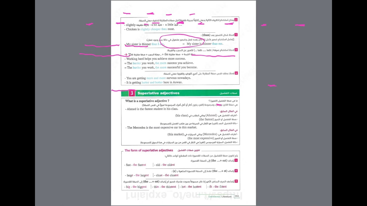 Comparatives and Superlatives of Adjectives /Exercises.Unit(11) 3rd Y Sec.2026/Mr/Mohareb 