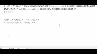 image linearly independent 1 1 linear transformation