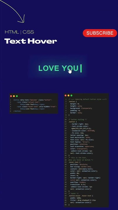 Text Hover / I love you / HTML / CSS #coding #css #html #scssoftware # ...