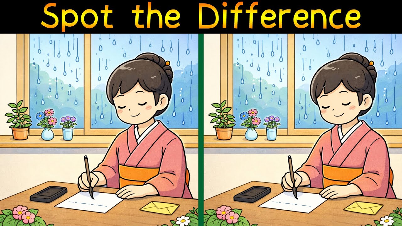 Spot the Difference in an Illustration of a Japanese Woman Writing a Letter