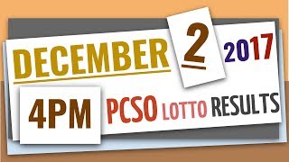 Lotto Results December 2, 2017 at 4:00 pm (Afternoon draw) ft EZ2 & Swertres