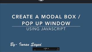 Create Modal Box Pop Up Window using javaScript