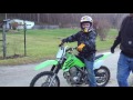Daniels first ride on the KLX 140.