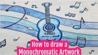 How to draw a Music Inspired Artwork in Monochromatic Colors - YouTube