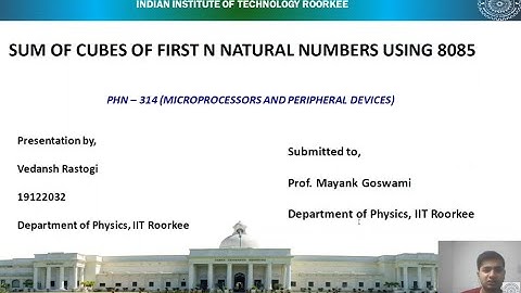 Sum of cubes of first N natural numbers using 8085