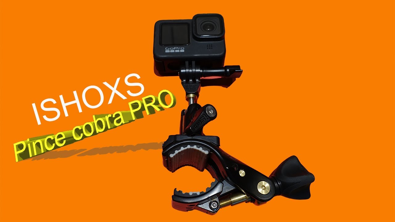 PINCE COBRA ISHOXS PRO AVEC ROTULE 360 : Support VTT, Moto, auto  pour  gopro et caméras d'action 