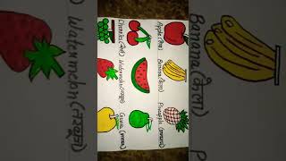 FRUITS NAME ll CHART ll 🍎🍓🍒🍌🍍🍇🍉