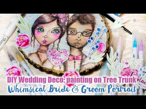 DIY Wedding Decoration: Painting a whimsical Portrait on Wood (Tree ...