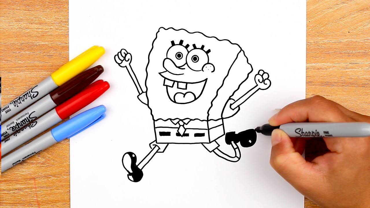 How to draw SPONGEBOB (step by step) - YouTube
