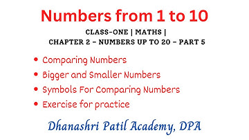 2.5 Bigger and Smaller Number| Comparing Number| NUMBERS UPTO 20 PART 5 | STD 1 | MATHS |CHAPTER 2