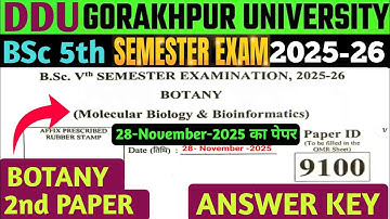 DDU GORAKHPUR UNIVERSITY BSC 5TH SEMESTER BOTANY 2nd Paper 2025-26 Answer Key//BSc 5th Semester DDU