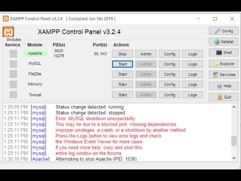 Hướng dẫn sửa lỗi tắt Mysql xampp không đúng cách – mysql shutdown unexpectedly