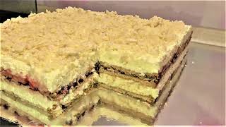 Sahne-Mascarpone Kuchen mit Kokos Waffel ohne backen