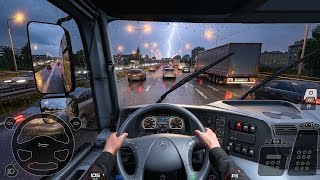 🚛 Truckers of Europe 3 | Heavy Crane Delivery | 🌧️ Stormy Drive | Mercedes Axor Truck ✅ | 0.78 🔥