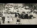 München 1956 - 2 Auto-Stunts + Unfall US-Jeep/PKW - 2 staged crashes & a real one with a US jeep