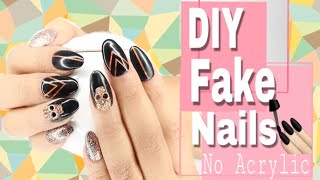 Diy fake nails at home glue on/ press on no acrylic