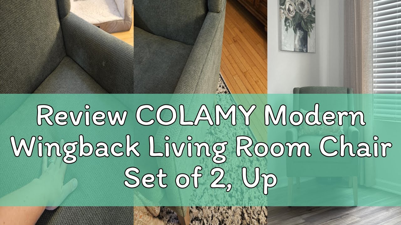 Review COLAMY Modern Wingback Living Room Chair Set of 2, Upholstered Fabric Accent Armchair, Single