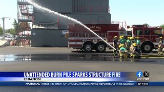 Unattended burn pile causes fire that burns acre in Lebanon