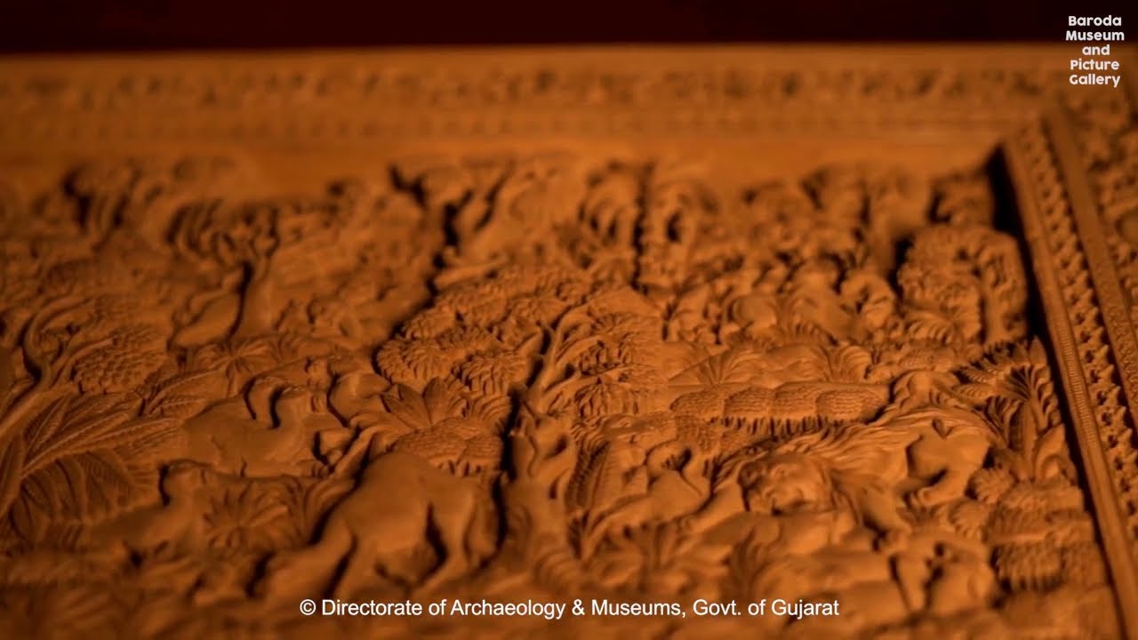 Mysore sandalwood carving, depicting a typical scene of forest.