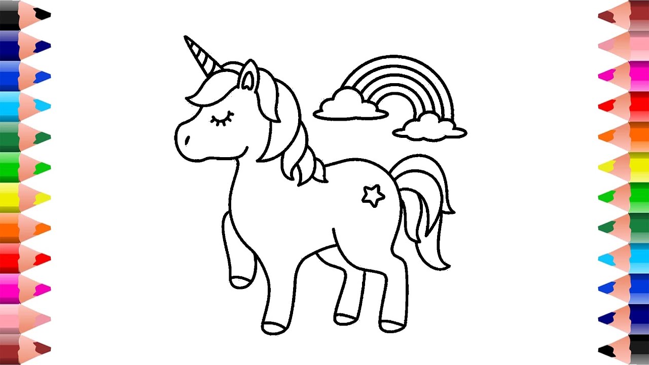 How to draw cute unicorn | Unicorn drawing easy | Unicorn coloring page