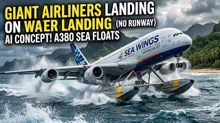 Can an Airbus A380 Land on Water? ✈️| Mind-Blowing AI Commercial Jet Water Landings#Aviation #Airbus