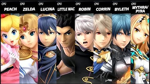 Peach VS Zelda VS Lucina VS Little Mac VS Robin VS Corrin VS Byleth VS Mythra / Pyra Smash Ultimate