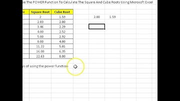 00152 - How To Use The POWER Function To Calculate The Square And Cube Roots Using Microsoft Excel